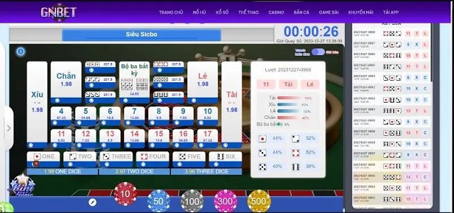 Chơi quay số Sicbo tại Gnbet