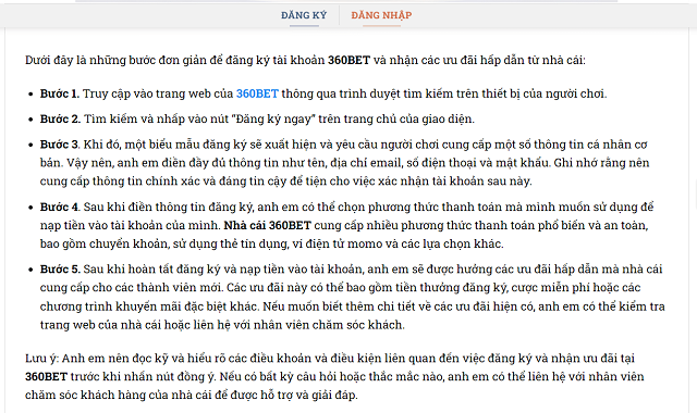 Hướng dẫn các bước đăng ký tài khoản 360bet