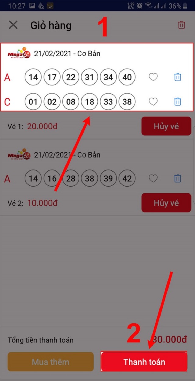 Nhấn chọn thanh toán một lần nữa Nhấn chọn thanh toán một lần nữa