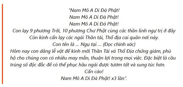 Văn khấn cầu trúng số ông Thần Tài