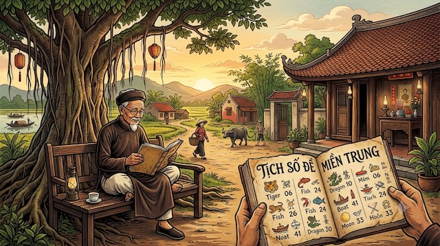 Mỗi con số trong bảng tịch số đề miền Trung tương ứng với một hình ảnh nhất định